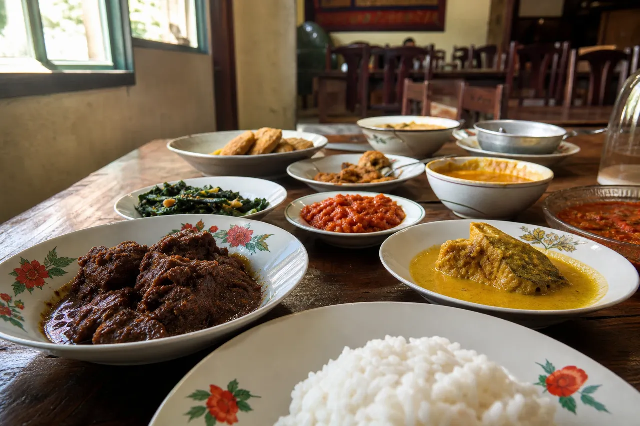 Ilustrasi rumah makan Padang untuk panduan makan